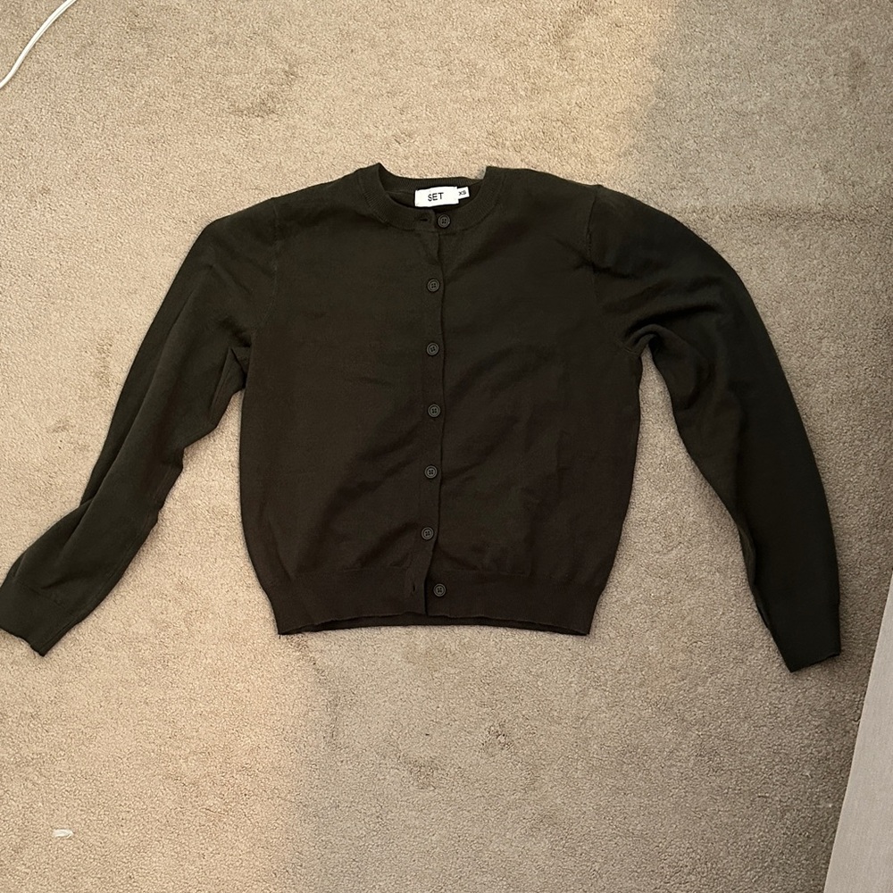 Set active green XS cardigan